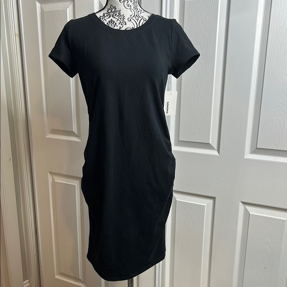 Sonoma Black Maternity Mini Dress Short Sleeve Crew Neck New S - Picture 1 of 5